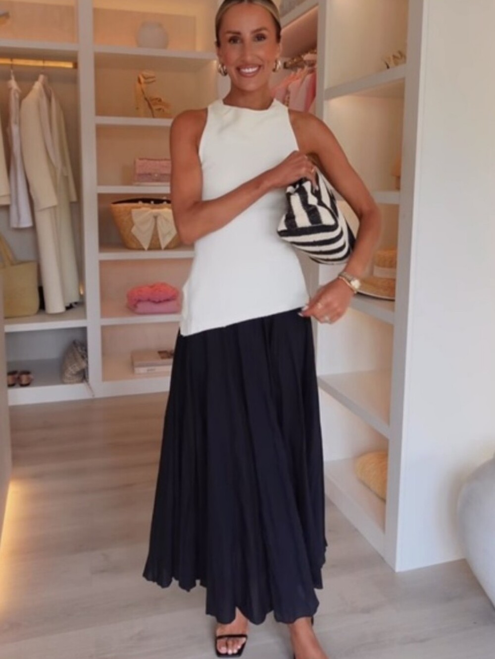 Zara Black/Cream Combined Long Dress Size XS